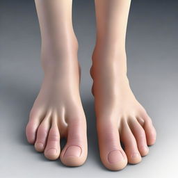 A detailed illustration of human feet, showing the structure, skin texture, and toes in a realistic style