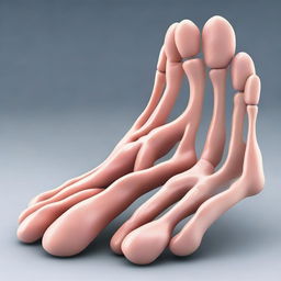 A detailed illustration of human feet, showing the structure, skin texture, and toes in a realistic style