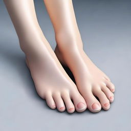 A detailed illustration of a woman's feet, showing the structure, skin texture, and toes in a realistic style