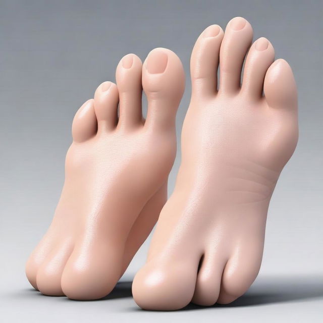 A detailed illustration of a woman's feet, showing the structure, skin texture, and toes in a realistic style