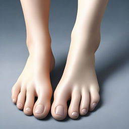 A detailed illustration of a woman's feet, showing the structure, skin texture, and toes in a realistic style