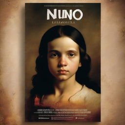 Create a movie poster with an invented title in Spanish for a film about the works of Bartolomé Esteban Murillo