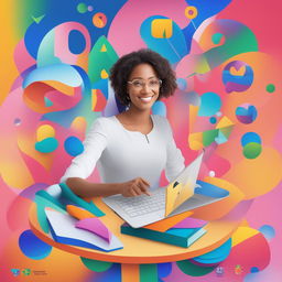 A vibrant and professional Google ad cover image for an NGO that helps entrepreneurs work with AI, featuring technology and business elements with a bright, engaging background and the NGO's logo and tagline