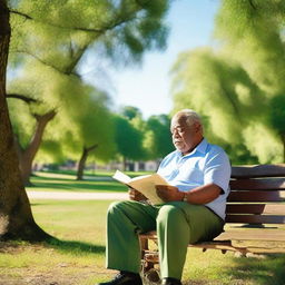 A retired security guard enjoying his time in a peaceful park