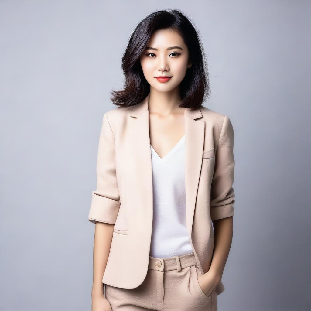 Create an image of an attractive woman with an Asian appearance