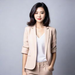 Create an image of an attractive woman with an Asian appearance