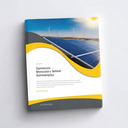 A book cover for a detailed and comprehensive manual titled 'Operação e Manutenção de Usinas Solares: Guia Completo de O&M' intended for professionals involved in the management and operation of solar power plants