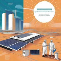 A book cover for a detailed and comprehensive manual titled 'Operação e Manutenção de Usinas Solares: Guia Completo de O&M' intended for professionals involved in the management and operation of solar power plants