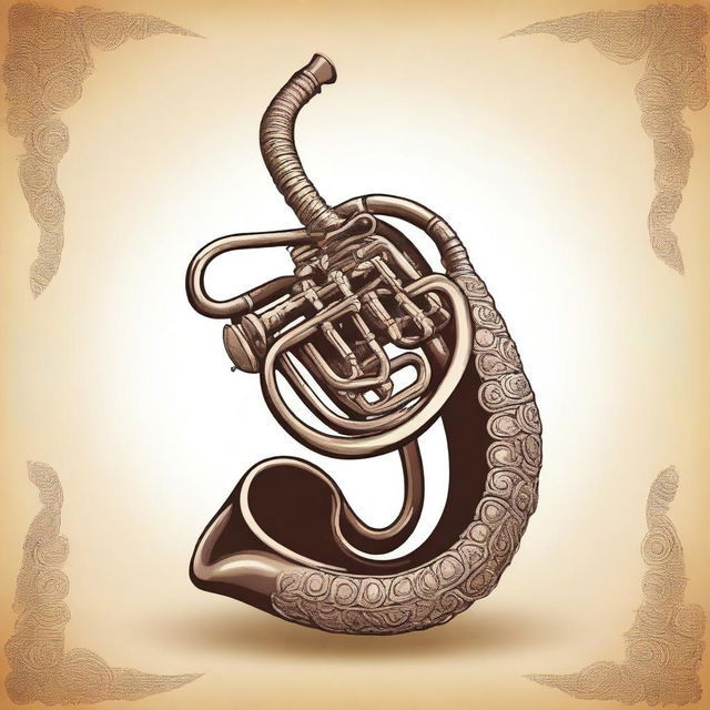 Create a detailed vector illustration of a shofarista horn