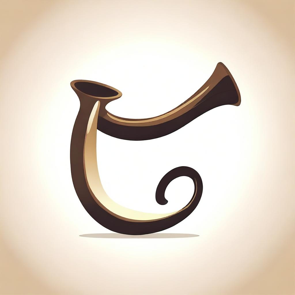 Create a detailed vector illustration of a shofar, which is a ram's horn traditionally used in Jewish religious ceremonies