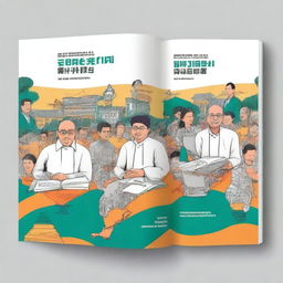 Create an eye-catching book cover illustration with the title 'Pendidikan untuk Keadilan Sosial: Refleksi tentang Pendidikan, Politik, Ekonomi, dan Sosial'