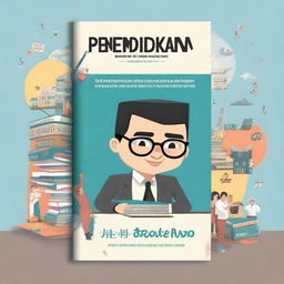 Create an eye-catching book cover illustration with the title 'Pendidikan untuk Keadilan Sosial: Refleksi tentang Pendidikan, Politik, Ekonomi, dan Sosial'