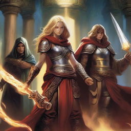 In the magical kingdom of Eldoria, a young mage named Elara, a warrior named Kael, and a strategist named Aric join forces to confront the Vortex of Shadows, an ancient entity of destruction