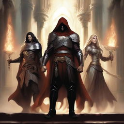 In the magical kingdom of Eldoria, a young mage named Elara, a warrior named Kael, and a strategist named Aric join forces to confront the Vortex of Shadows, an ancient entity of destruction