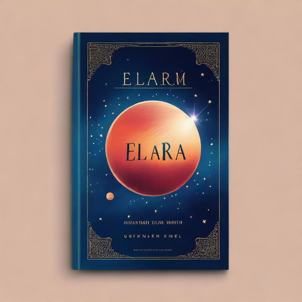 A captivating book cover depicting a mysterious and beautiful planet named Elara