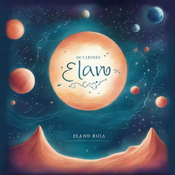 A captivating book cover depicting a mysterious and beautiful planet named Elara