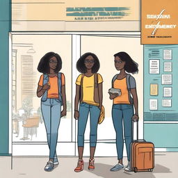 Create a book cover illustration featuring Lyana Harper, a young interior designer dressed in modern and casual attire, and Elijah, a travel photographer with a camera or backpack