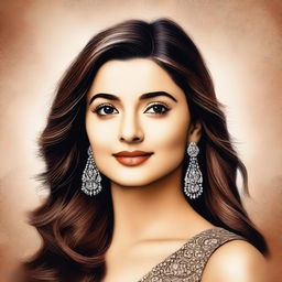 A detailed and realistic portrait of the Bollywood actress Alia Bhatt