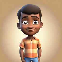 Create a Pixar-style animated avatar for a young man with very short, shiny, straight hair slanting towards the front