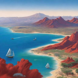 A detailed and vibrant depiction of the Red Sea and Ethiopia