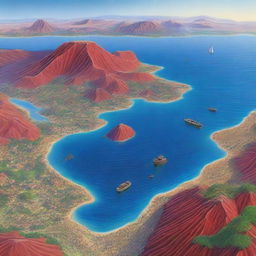 A detailed and vibrant depiction of the Red Sea and Ethiopia