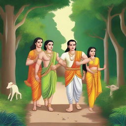 Ram, Laxman, and Sita ji are embarking on a journey to the forest, accompanied by managers