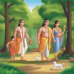 Ram, Laxman, and Sita ji are embarking on a journey to the forest, accompanied by managers