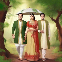 Ram, Laxman, and Sita ji are embarking on a journey to the forest, accompanied by 10 managers dressed in formal attire