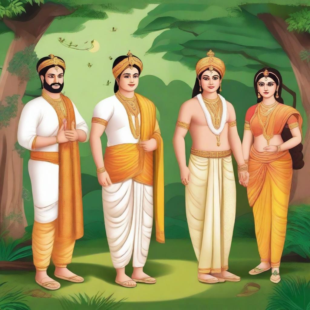 Ram, Laxman, and Sita ji are embarking on a journey to the forest, accompanied by 10 managers in business suits