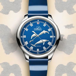 Create an image of an Augarde watch with a dolphin theme