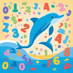 A playful illustration of a dolphin interacting with numbers