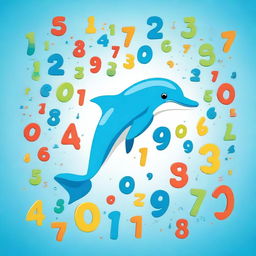 A playful illustration of a dolphin interacting with numbers