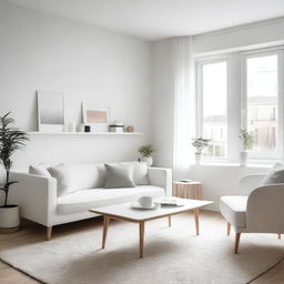 A beautifully redesigned minimalist room with white walls and the same white furniture