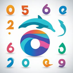 A creative design where various numbers are transformed into dolphin symbols