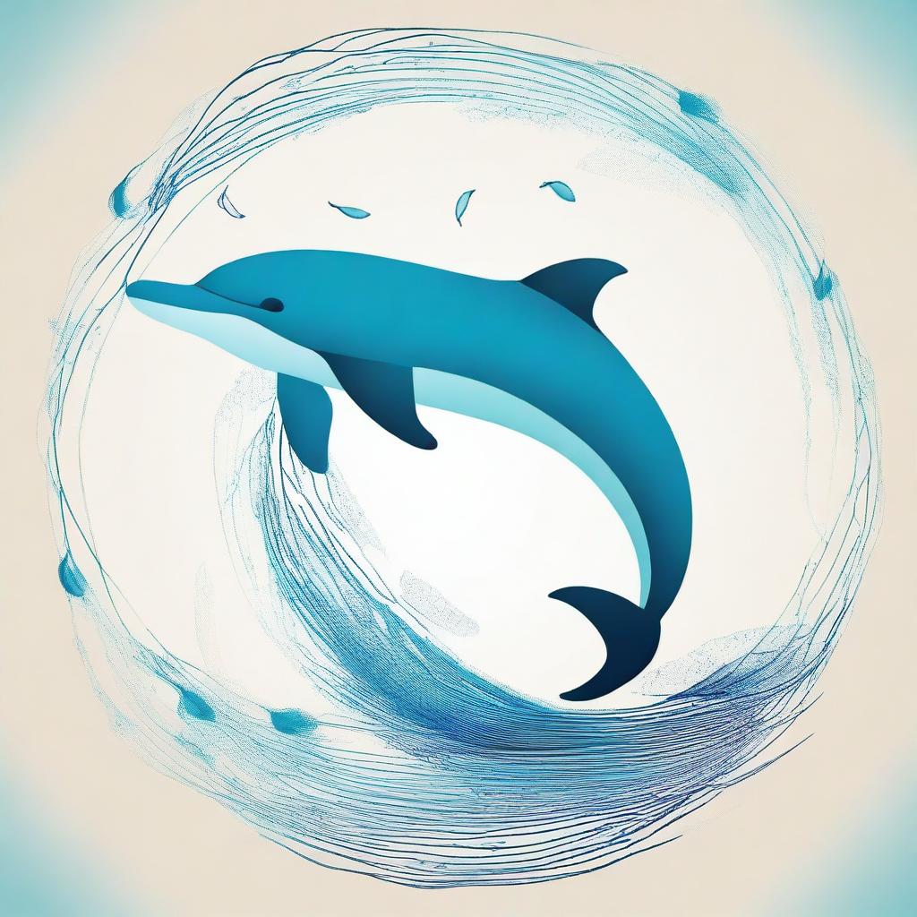 An artistic illustration where the number 6 is morphing into a dolphin