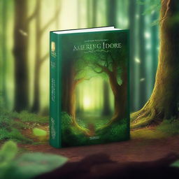 Create a captivating book cover featuring an enchanted forest with a hidden magical portal