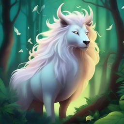 Create an image of Mungu, a mythical creature with a majestic and ethereal appearance, featuring glowing eyes and a flowing mane