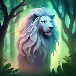 Create an image of Mungu, a mythical creature with a majestic and ethereal appearance, featuring glowing eyes and a flowing mane