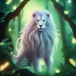 Create an image of Mungu, a mythical creature with a majestic and ethereal appearance, featuring glowing eyes and a flowing mane