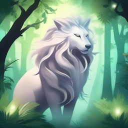 Create an image of Mungu, a mythical creature with a majestic and ethereal appearance, featuring glowing eyes and a flowing mane