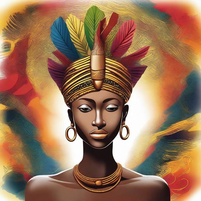 Create an artistic representation of 'nzambe', showcasing a divine or spiritual figure inspired by African mythology