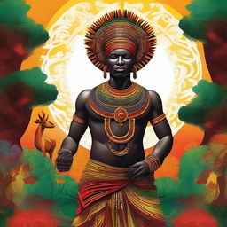 Create an artistic representation of 'nzambe', showcasing a divine or spiritual figure inspired by African mythology