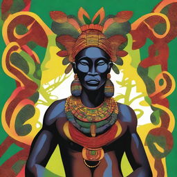 Create an artistic representation of 'nzambe', showcasing a divine or spiritual figure inspired by African mythology