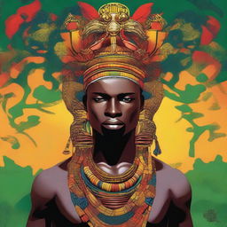 Create an artistic representation of 'nzambe', showcasing a divine or spiritual figure inspired by African mythology