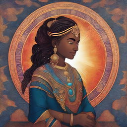 A detailed and vibrant illustration of Shetani, a character with a mystical and powerful presence