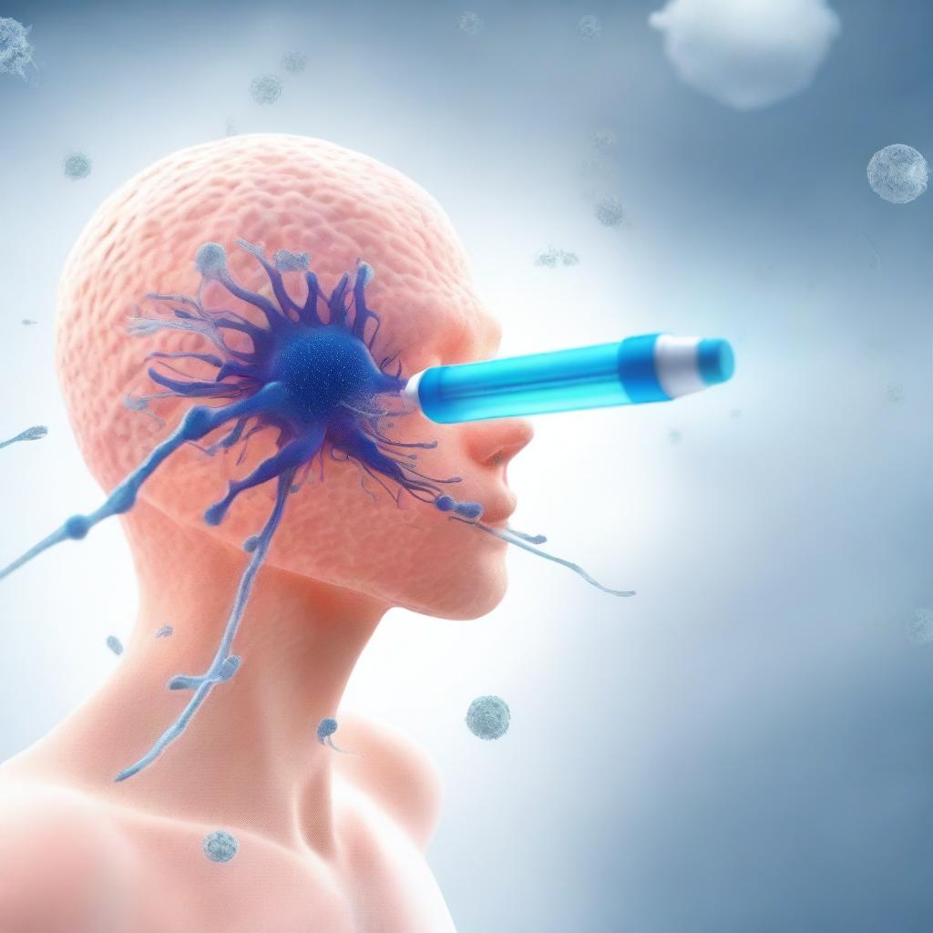 Create an image depicting the novel intranasal administration of a multiepitope nano-vaccine against COVID-19