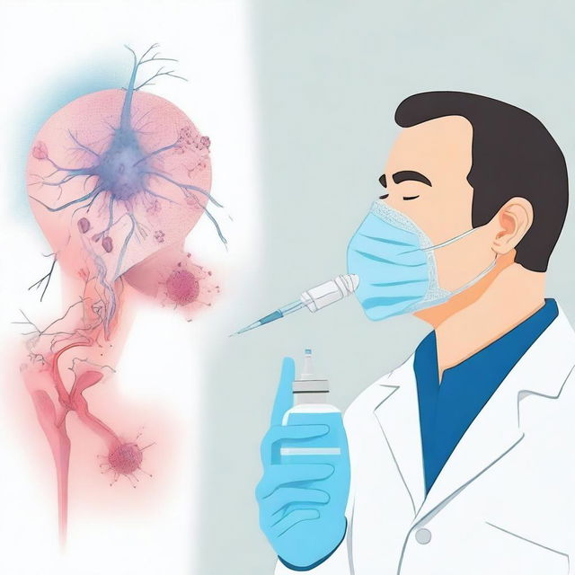 Create an image depicting the novel intranasal administration of a multiepitope nano-vaccine against COVID-19