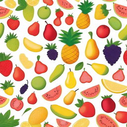 Crie uma capa de um live mostrando árvores em jarros com diversas frutas coloridas ao fundo