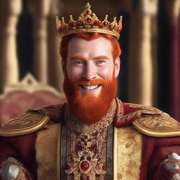 A portrait of a character: a king with red hair and a smile