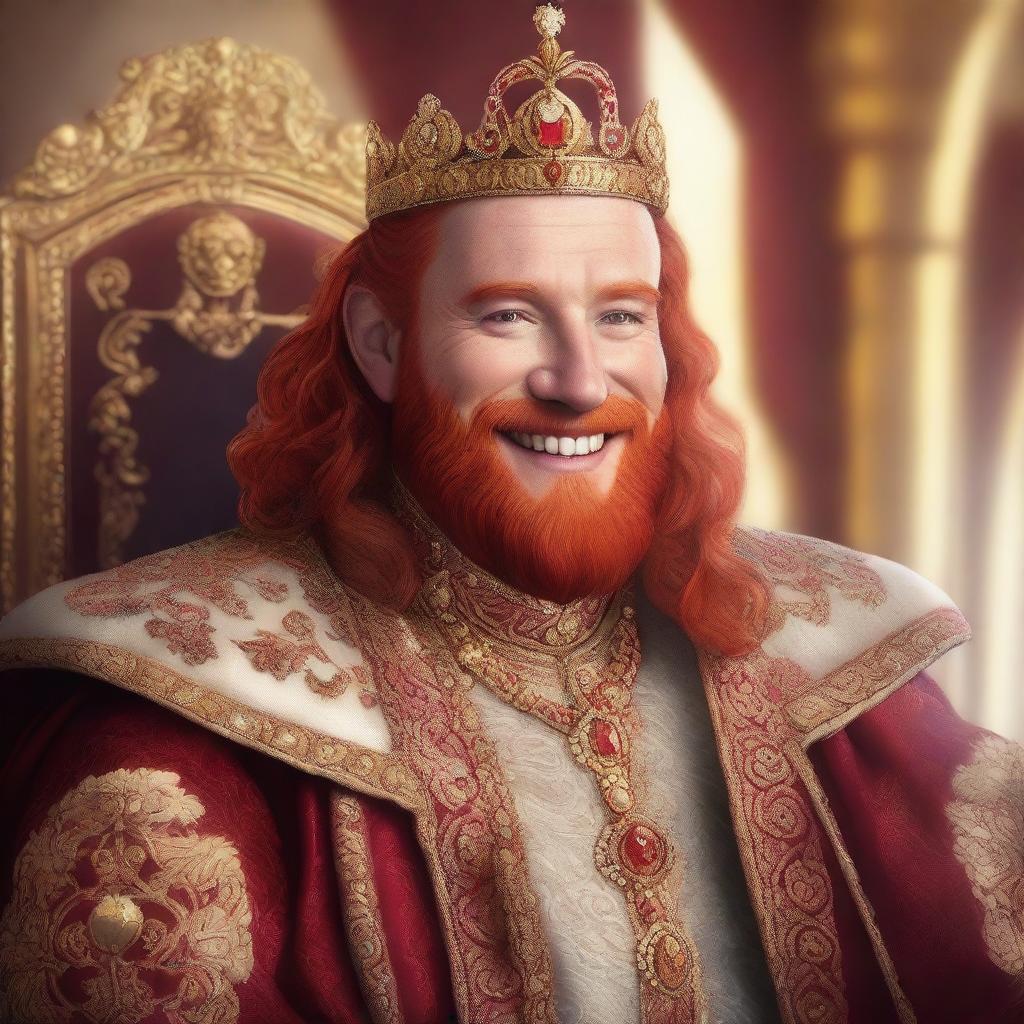 A portrait of a character: a king with red hair and a smile